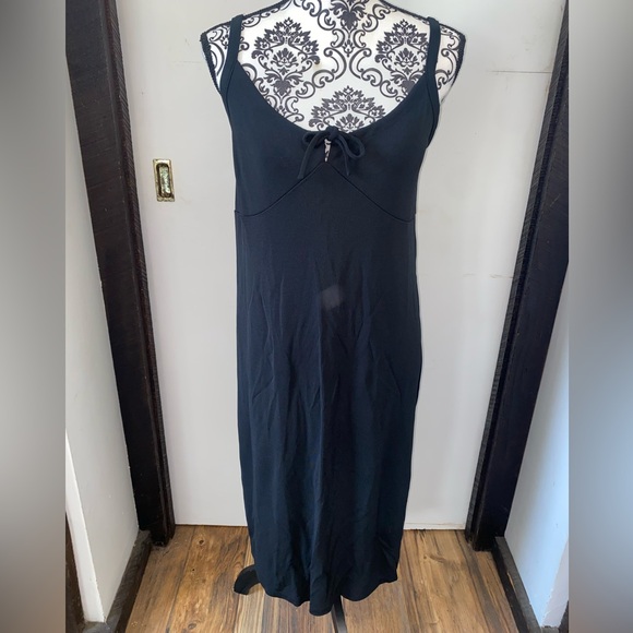 Gap Size XS Black Drawstring Scoop Neck Cami Mid-Length Dress with Empire Waist - Picture 1 of 12